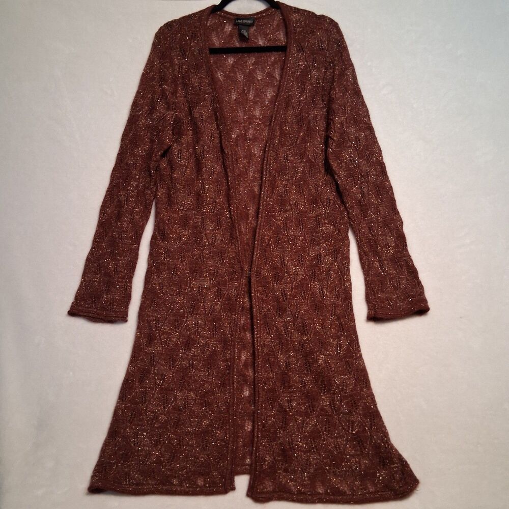 Lane Bryant 14/16 Cardigan Sweater Mohair Blend Burgundy Gold Metallic Glam